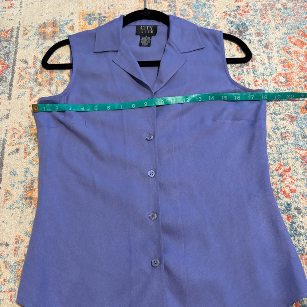 City Silk vintage purple sleeveless button-up top - Picture 4 of 5
